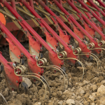 Seed drills with sweeps are more suitable for stonier soils